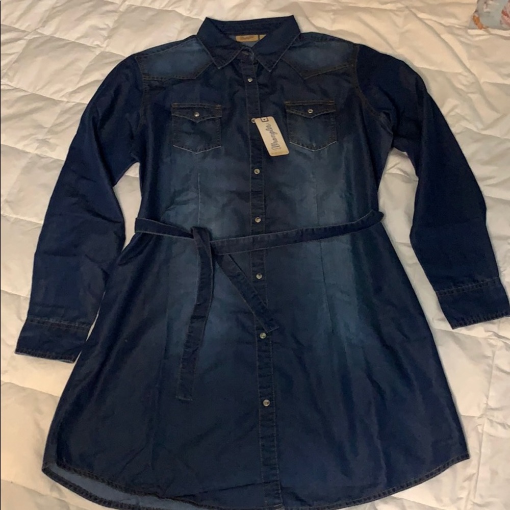 Short denim shirt dress